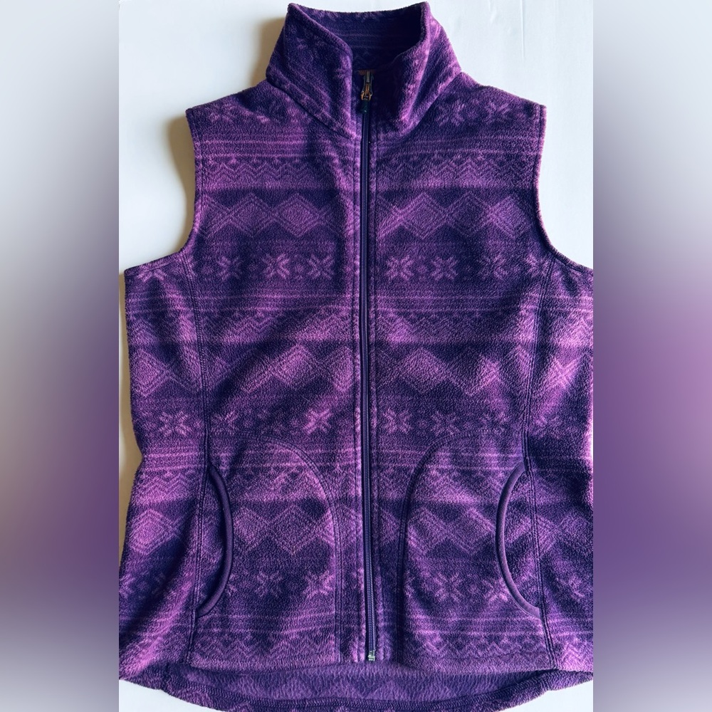 WOOLRICH Women’s Winter Full Zip Fleece Vest Size M Eggplant, EUC! Ski Vest Snow